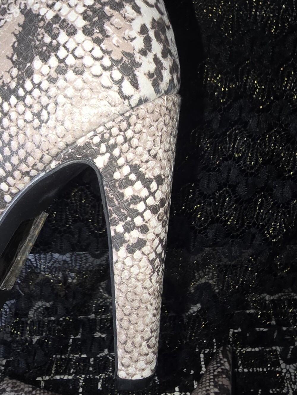 Qupid Snake-Print Ankle Booties in Neutral Taupe - Picture 5 of 11